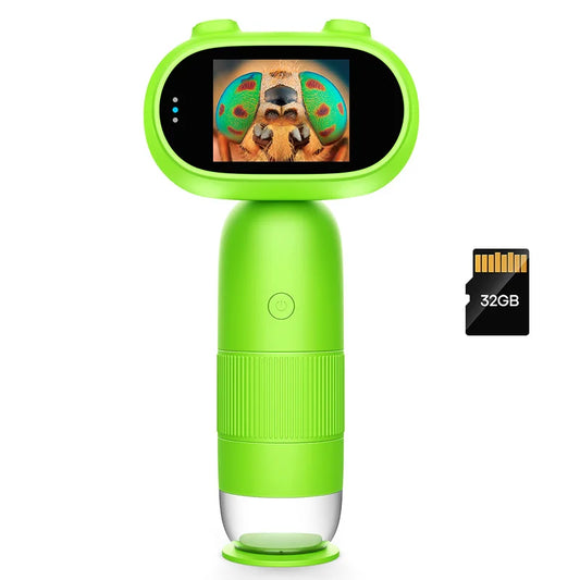 RIEVBCAU Handheld Digital Microscope with 2" IPS Screen 1000x Microscope for Kids Coin Microscope with 8 Leds PC View (CM4)