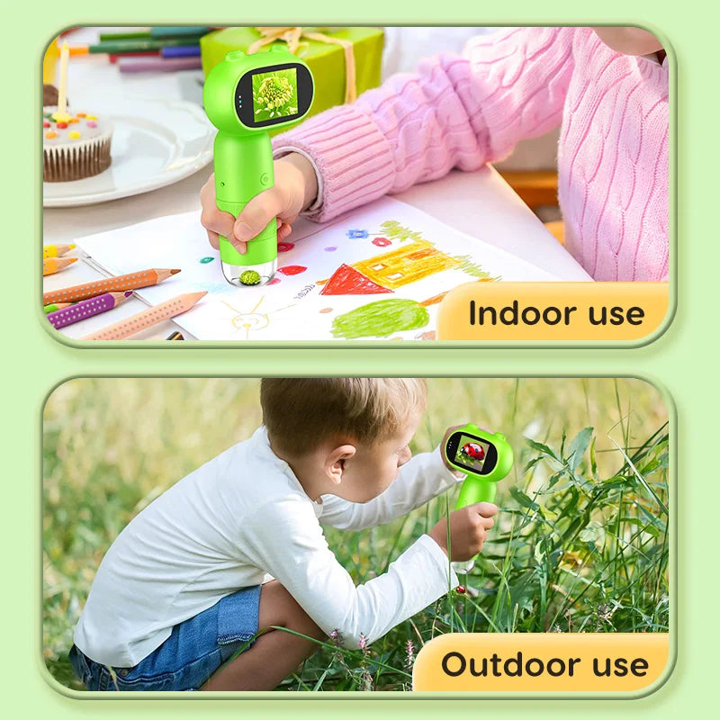 RIEVBCAU Handheld Digital Microscope with 2" IPS Screen 1000x Microscope for Kids Coin Microscope with 8 Leds PC View (CM4)