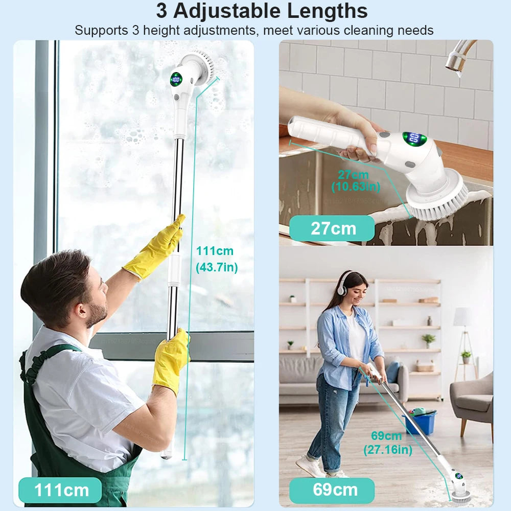 8-in-1 Cordless Electric Cleaning Brush for Home, Bathroom, Kitchen, and Windows