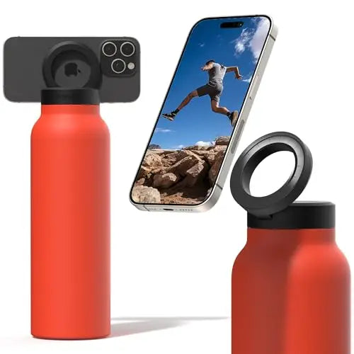 Insulated Water Bottle Compatible MagSafe Water Bottle With Phone Holder,Stainless Steel Water Bottle With Magnetic Phone Tripod