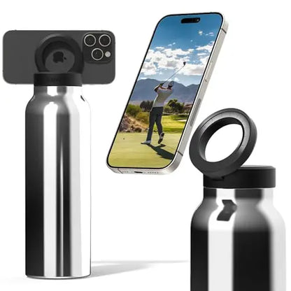 Insulated Water Bottle Compatible MagSafe Water Bottle With Phone Holder,Stainless Steel Water Bottle With Magnetic Phone Tripod